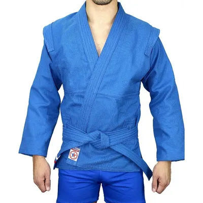 Куртка для самбо МосСпорт цвет синий страна производства Таджикистан КБ05  купить по цене 4367 ₽ в интернет-магазине Детский мир