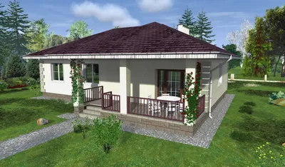 Проект одноэтажного дома с террасой Vg3038 в Киргизии