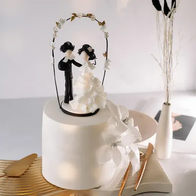 Одноярусные свадебные торты фото фотографии