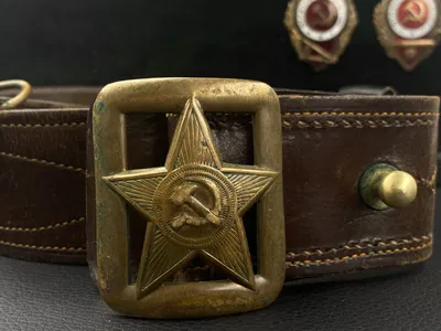 Ремень офицерский кожаный (кож. подклад). Коричневый - купить в ARMISHOP.RU  Военторг СПб