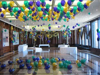 Оформление зала на юбилей воздушными шарами - как украсить зал к юбилею  шариками
