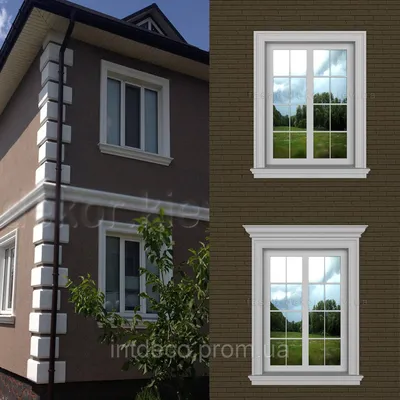 ≡ Фасадный декор окон, дверей из пенопласта • лепнина на отделку окна ::  Экобуд - Декор