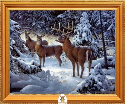 Зима, красивый кремовый олень,вид с…» — создано в Шедевруме
