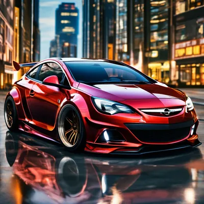 Красный Opel Astra GTC тюнинг в …» — создано в Шедевруме