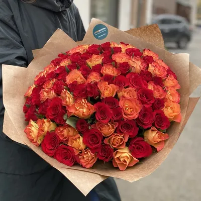 101 оранжевая роза Бермуда | купить недорого | доставка по Москве и области