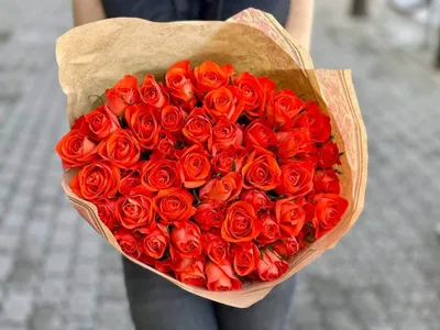 101 оранжевая роза с лентой (40 см), артикул: 333088436, с доставкой в  город Москва (внутри МКАД)