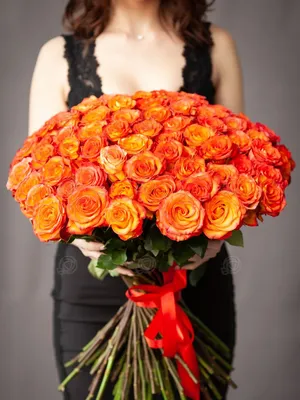 51 оранжевая роза 50 см Кения- купить в СПб с доставкой в интернет магазине  \"Цветочкин\"
