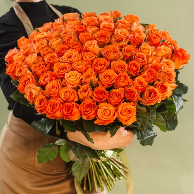 Букет из 301 оранжевой розы в коробке | купить 301 оранжевую розу