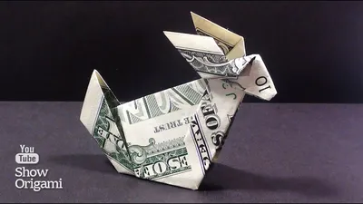 Origami of money - How to make a rabbit out of the dollar. - YouTube