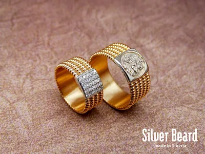 Изысканные обручальные кольца парные с бриллиантами и необычным фактурным  дизайном (Вес пары: 18 гр.) | Купить в Москве - Nota-Gold