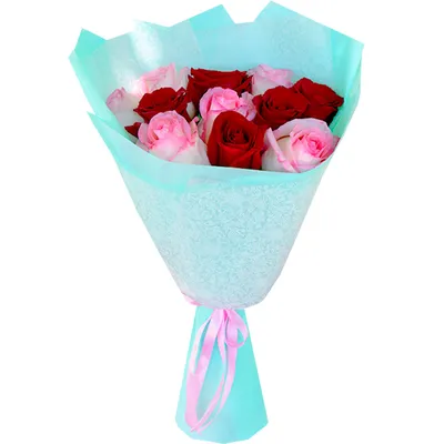Купить Сборный букет с красными розами в упаковке R301 в Москве, цена 3 590  руб.