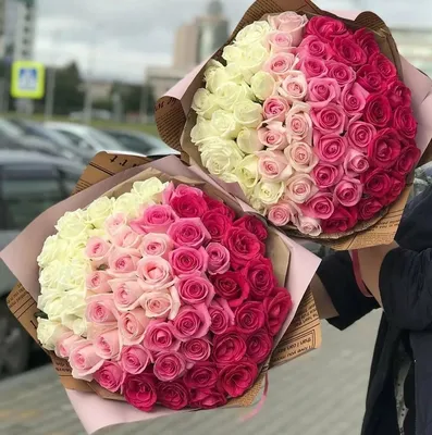 Розовые розы в букете от 9 шт. за 4 090 руб. | Бесплатная доставка цветов  по Москве