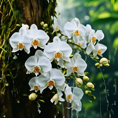 Белые орхидеи в природе растут на …» — создано в Шедевруме