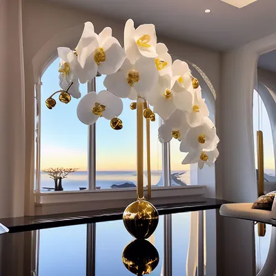 Фотообои Белая орхидея на фоне ночного неба артикул Fl-428 купить в  Оренбург|;|9 | интернет-магазин ArtFresco