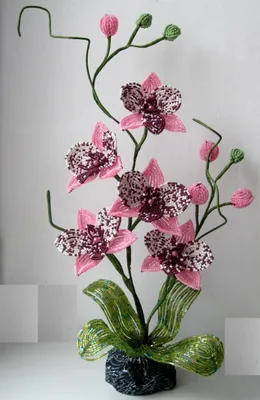 Орхидея из бисера своими руками (135 фото): мастер-класс с пошаговыми  схемами плетения цветка для начинающих