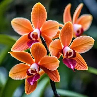 Ярко оранжевая орхидея, с ветвистыми…» — создано в Шедевруме