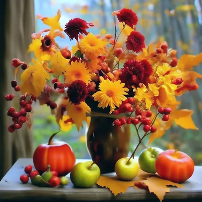 Осенние цветы, последний подарок …» — создано в Шедевруме
