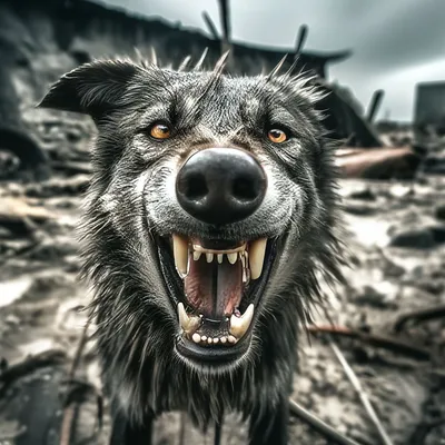 Злая собака, слюни, открытая пасть, …» — создано в Шедевруме