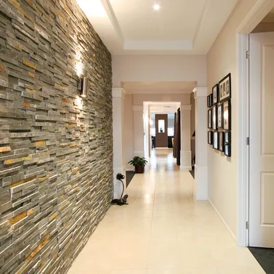 Отделка зеркала в прихожей декоративным камнем - фото | Stone wall design,  Home entrance decor, Classic house design