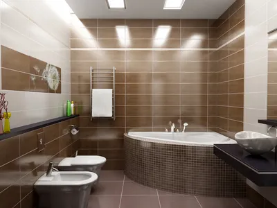 Дизайн плитки в маленькой ванной [89 фото]