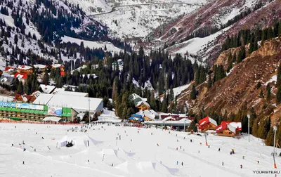 Панорамные виды на снежные горы: фото из отеля снег чимбулак