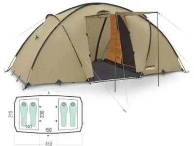 Палатка туристическая 4 местная с тамбуром 1-908-4 - купить в Москве, цены  на Мегамаркет