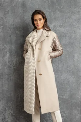 Комбинированное пальто, модель ММ-18, размер 52 в Москве в  интернет-магазине Queen Furs