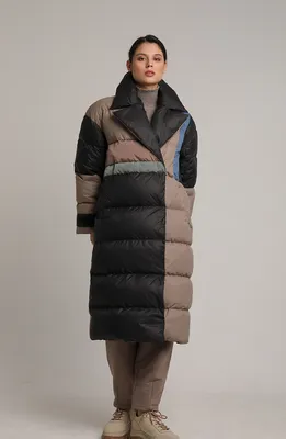 Купить Пуховое пальто комбинированное шерстью в интернет магазине |  Артикул: 88339-2-100-ZL-SH