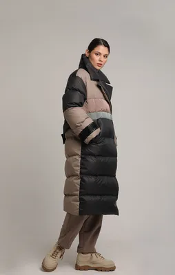 Пуховое пальто комбинированное шерстьюАртикул: 88339-2-100-ZL-SH