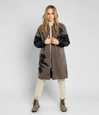 купить пальто комбинированное из итальянского трикотажного войлока P5A |  awool.ru