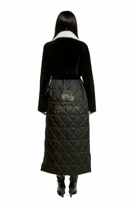 Женское комбинированное пальто стеганое купить
