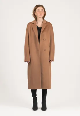Купить прямое длинное пальто цвета кэмел 403