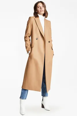Пальто двубортное Liam прямого кроя с хлястиком на спинке кэмел меланж цвет  купить в All We Need