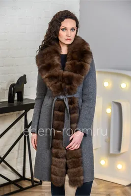 Купить Шерстяное зимнее пальто с мехом в интернет магазине | Артикул:  V-18271-100-GR-P