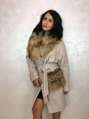 Цена на Кашемировое пальто с купюшоном и мехом енота в Москве | Артикул:  RE-82121-110-KM-L