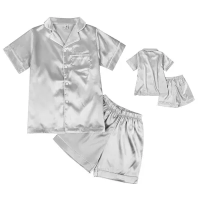 Детская ночная одежда с коротким рукавом для мальчиков девочек комплект  шелковых атласных пижам сделано в США | eBay