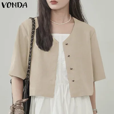 VONDA Летний женский пиджак с коротким рукавом, повседневные свободные  пальто – лучшие товары в онлайн-магазине Джум Гик