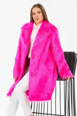 Купить Пальто из искусственного меха Redpoint цвета фуксии |  интернет-магазин турецких товаров TT-Turk