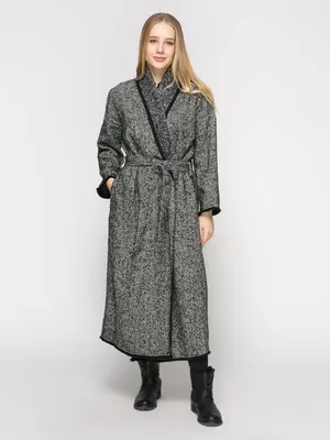 Демисезонное женское пальто двубортное серо-бежевое в елочку - купить в  интернет магазине Аржен