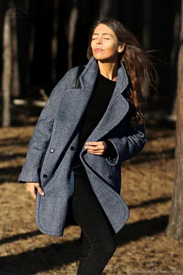 Женское пальто Gotti 172-13 серо-коричневая \"елочка\"