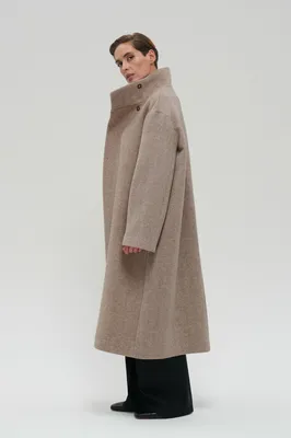 Пальто однобортное из шерсти в елочку коричневого цвета 7411223081 - купить  в интернет-магазине 2MOOD
