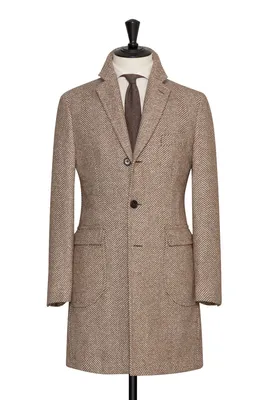 Женское демисезонное пальто в елочку О-848