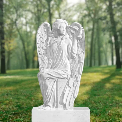 Памятник красивый со статуей ангела с голубем на кладбище купить в СПб