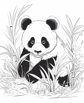 Панды в бамбуковом лесу рисунок | Премиум Фото