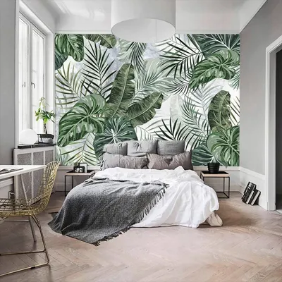 Тропические листья-2. Обои на заказ - печать бесшовных дизайнерских обоев  для стен по своему рисунку