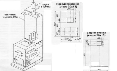 Печь для бани из трубы своими руками: чертежи самой эффективной из металла  вертикальной и горизонтальной печи + инструкция, как сварить