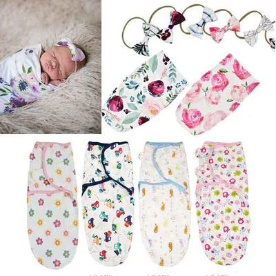Мягкое хлопковое пеленание для новорожденных, 2 шт., одеяло для пеленания,  спальный мешок + повязка на голову, комплект одежды – купить по низким  ценам в интернет-магазине Joom