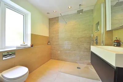 Стильные ванные комнаты с перегородками, смотреть фото и описание