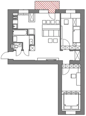 Перепланировка 3-комнатной хрущевки | Небольшие пространства,  Минималистская гостиная, Небольшие комнаты