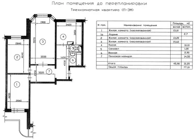 Перепланировка 3х комнатной квартиры в 4х комнатную квартиру